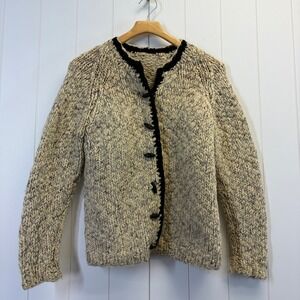 Handmade Knit Chunky Fishermen Cardigan Sweater Women S/M